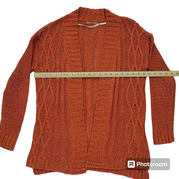 Belldini Open Weave Loose Knit Rust Open Front Textured Cardigan Sz M - Picture 4 of 7